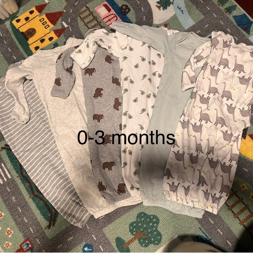 Baby Sleepers Set - Gray, White, Green